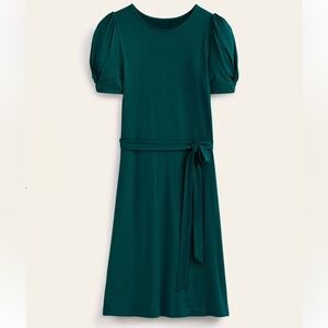 Boden Knot Detail Jersey Mini Dress Emerald Night size 8